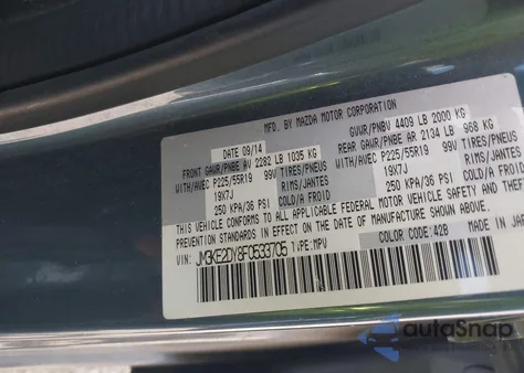 2015 Mazda Cx-5 Grand Touring из США, поврежденный, VIN JM3KE2DY8F0533705